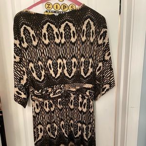 Black and beige kimono sleeve dress